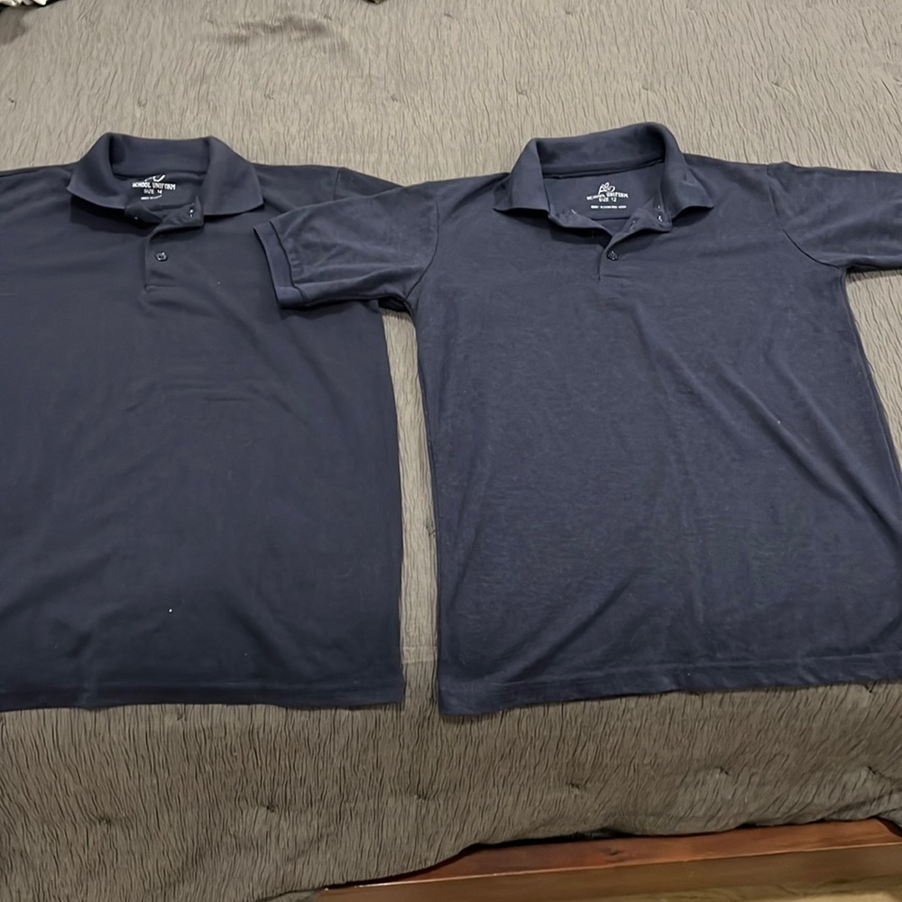 Set shirts size 12 & 14 dark blue in 9/10 condition